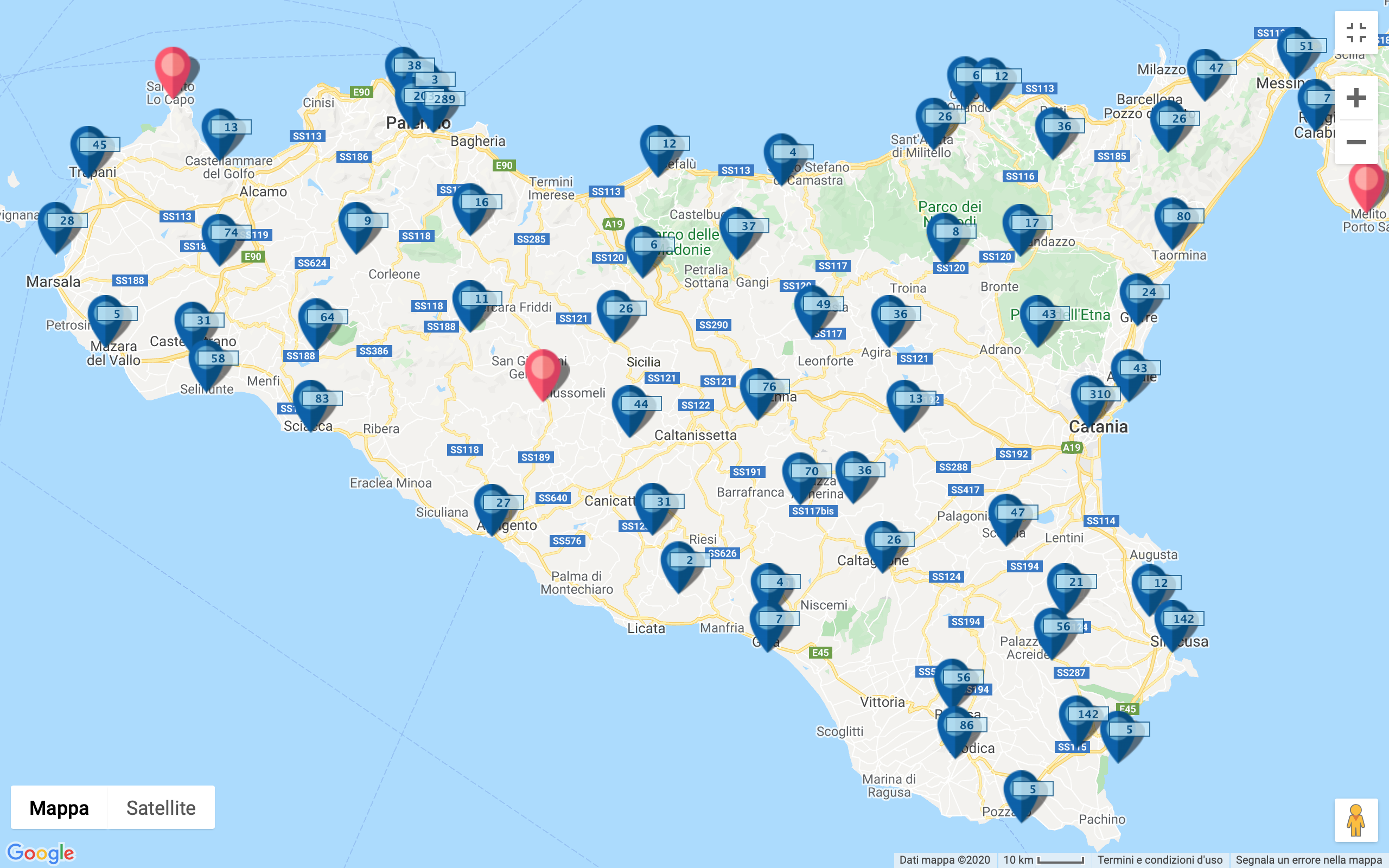 Figure 7. 2,500+ tourist attractions included in izi.TRAVEL Sicily.